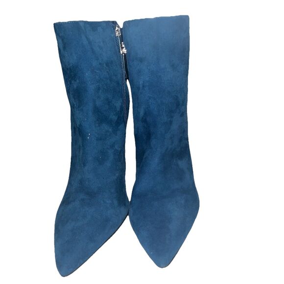 Marc Fisher Ltd Blue Suede Pointed Toe High Heel Ankle Boot Women's Size 10 - Picture 2 of 10